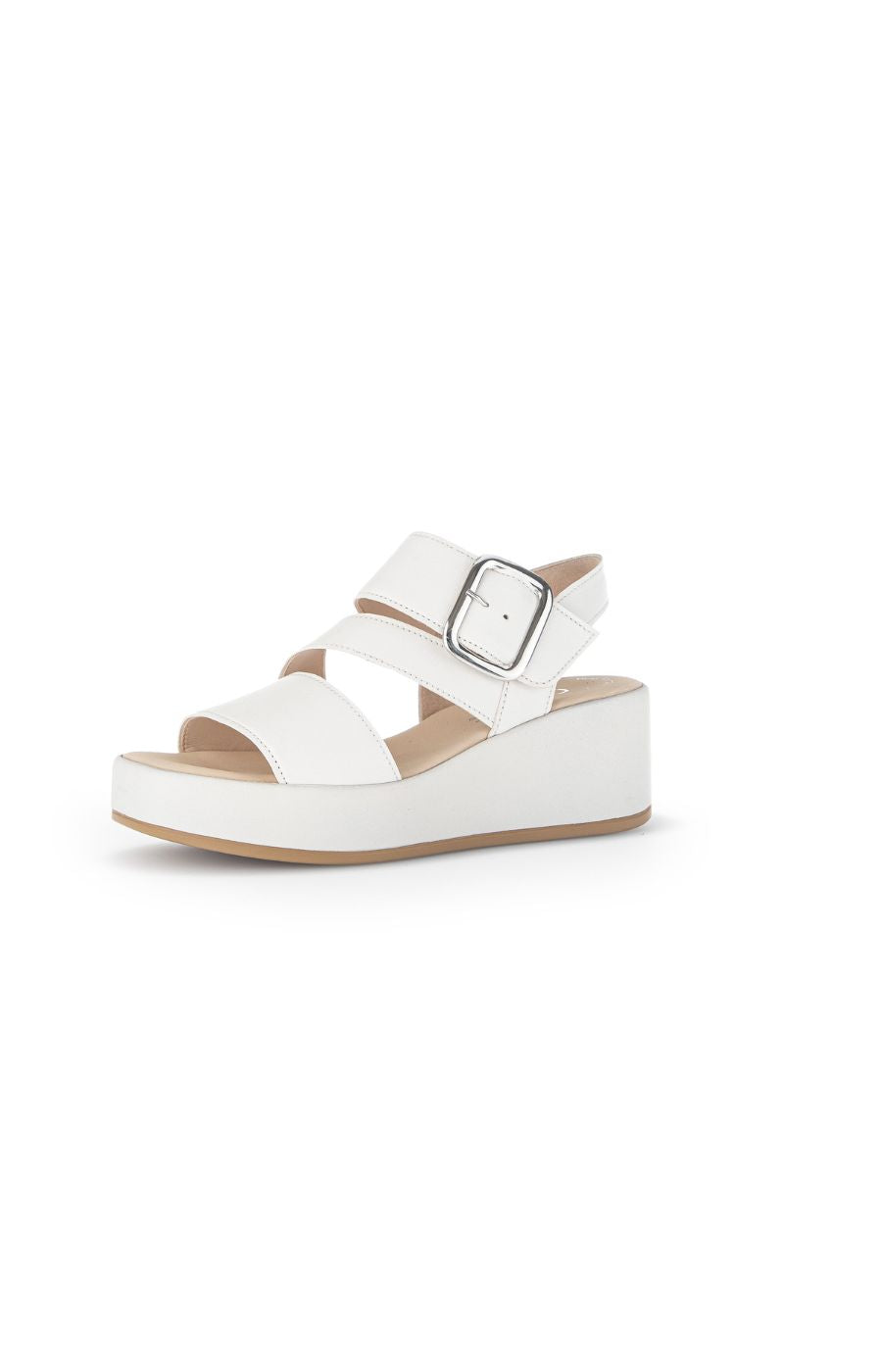 Gabor Buckle Wedge Sandal in White Women s Shoes Wardrobeplus.ie