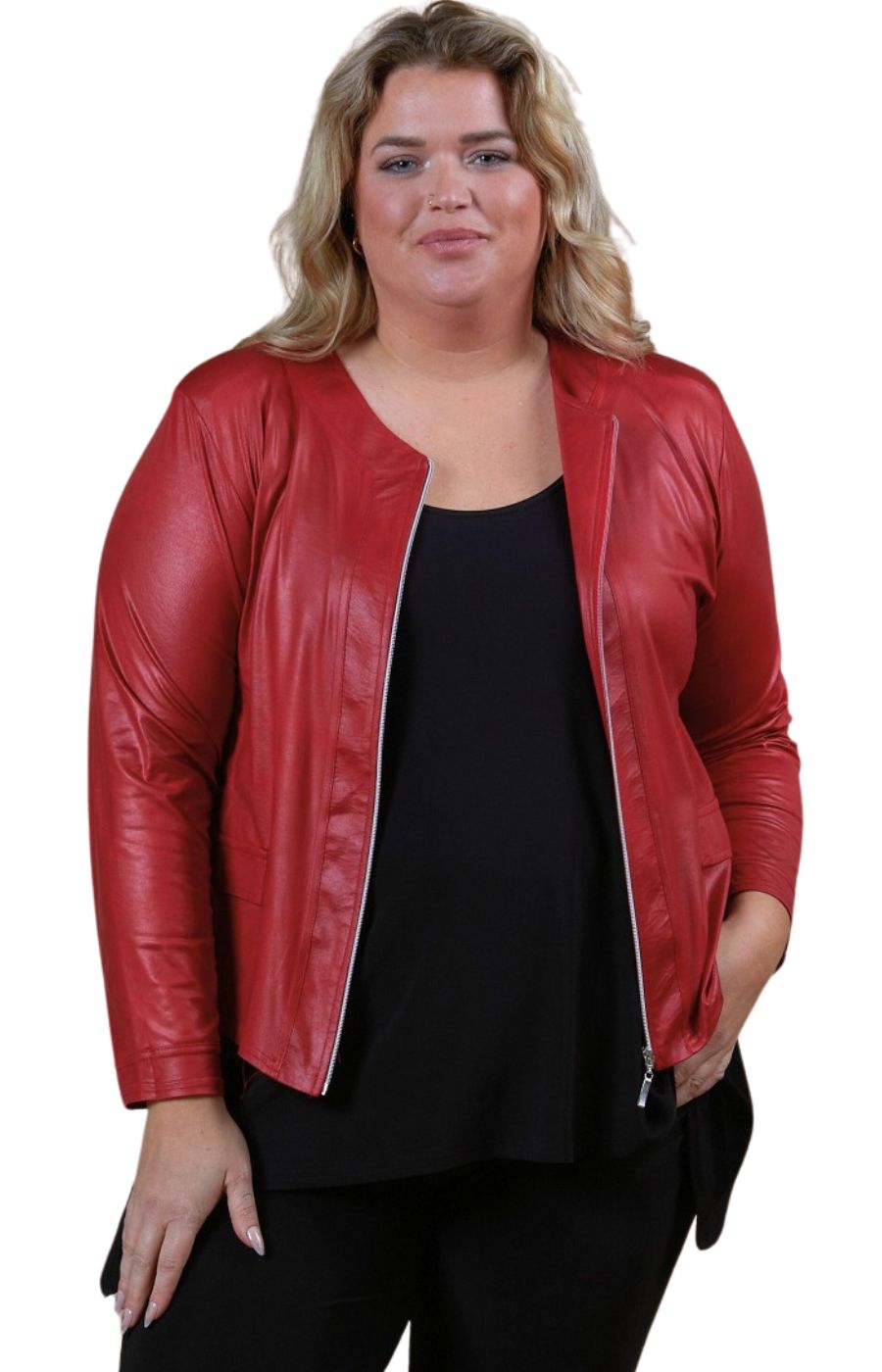 Plus size leather look jacket hotsell