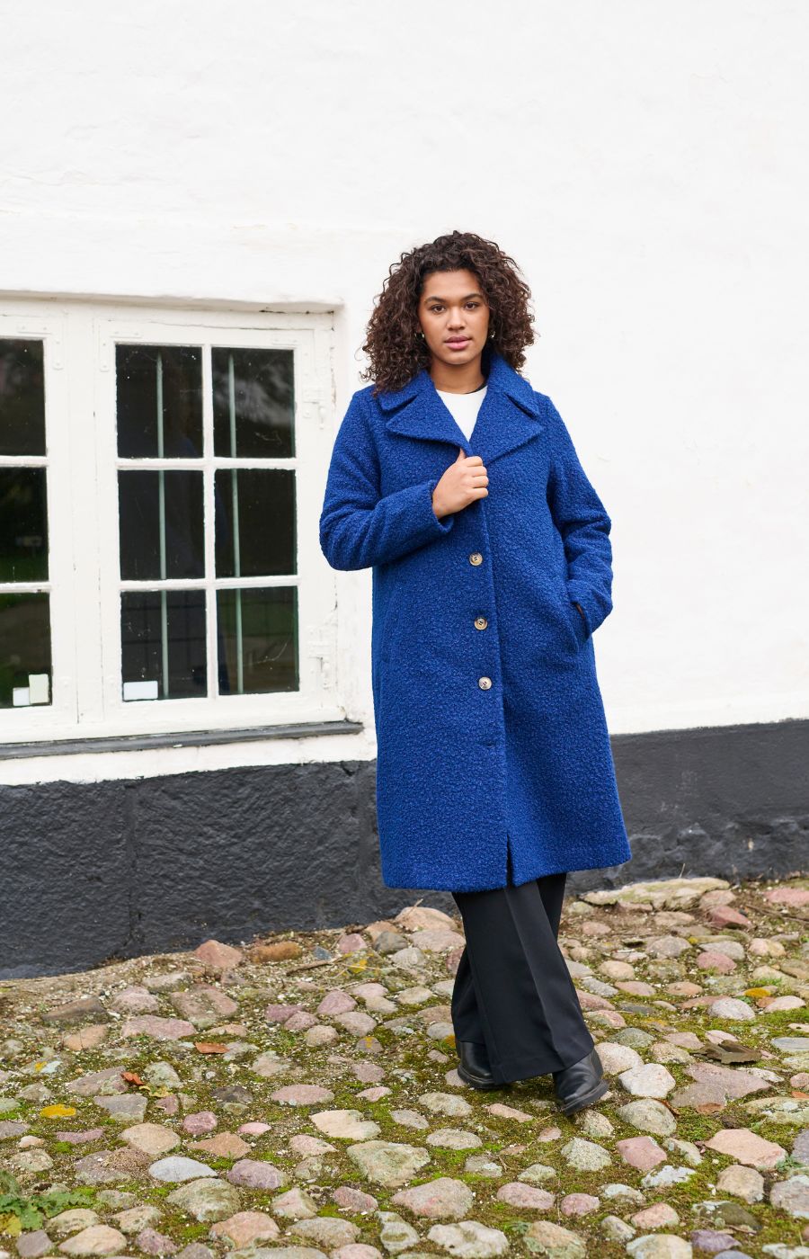 Kaffe Curve Anni Coat Royal Blue Plus Size Coats Wardrobeplus.ie