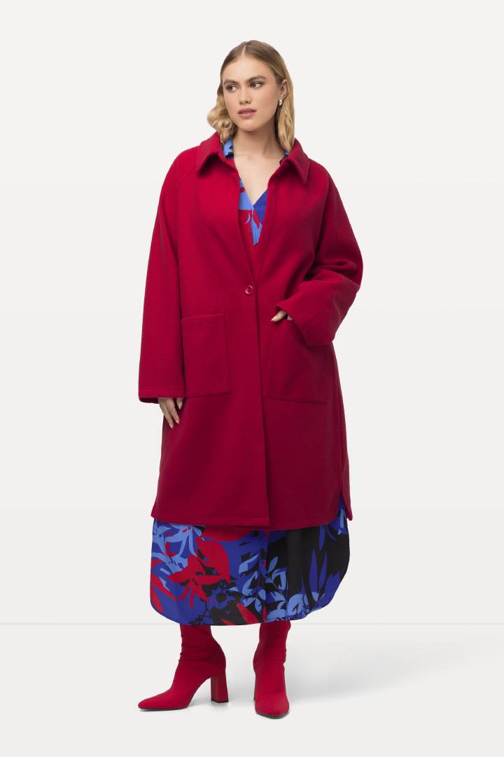 Women's plus size sale red wool coat