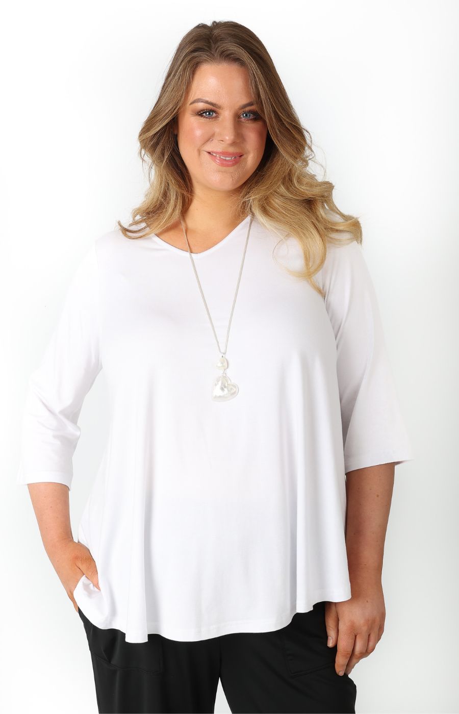 Mellomi Julie Top in Off White, Plus Size Clothing