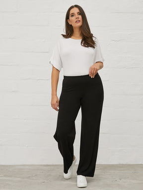 Mat Black Wide Leg Trouser