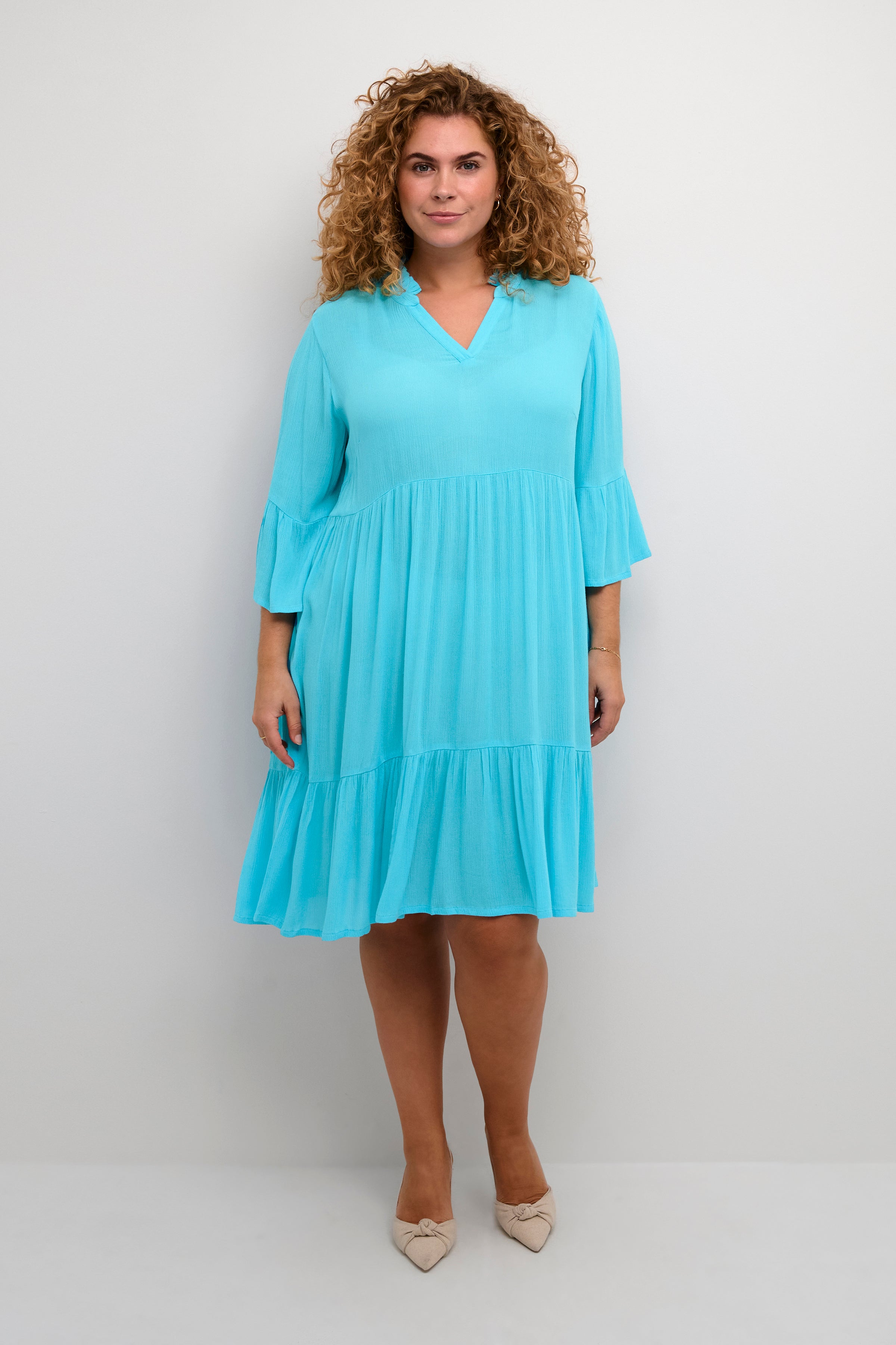 Kaffe Curve Dress in Turquoise | Plus Size Dresses | Wardrobeplus.ie