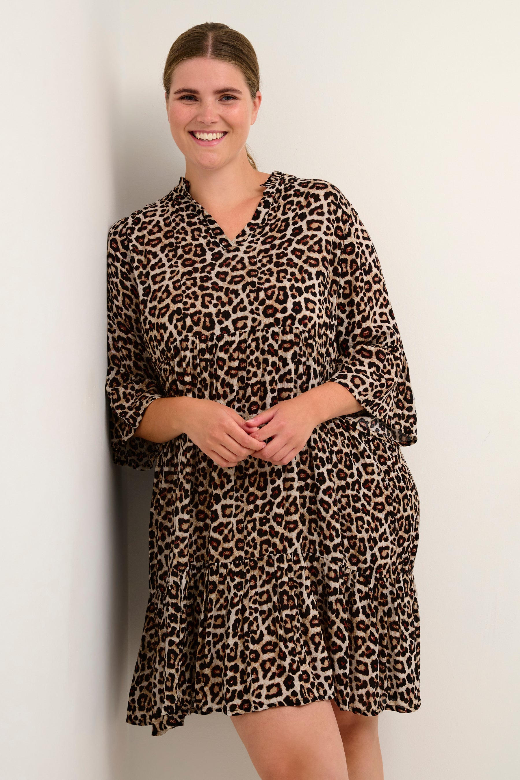 Kaffe Curve Ami Dress in Leopard Print