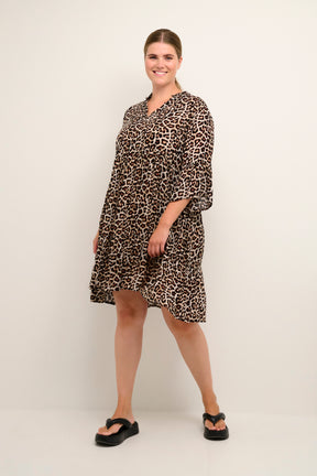 Kaffe Curve Ami Dress in Leopard Print