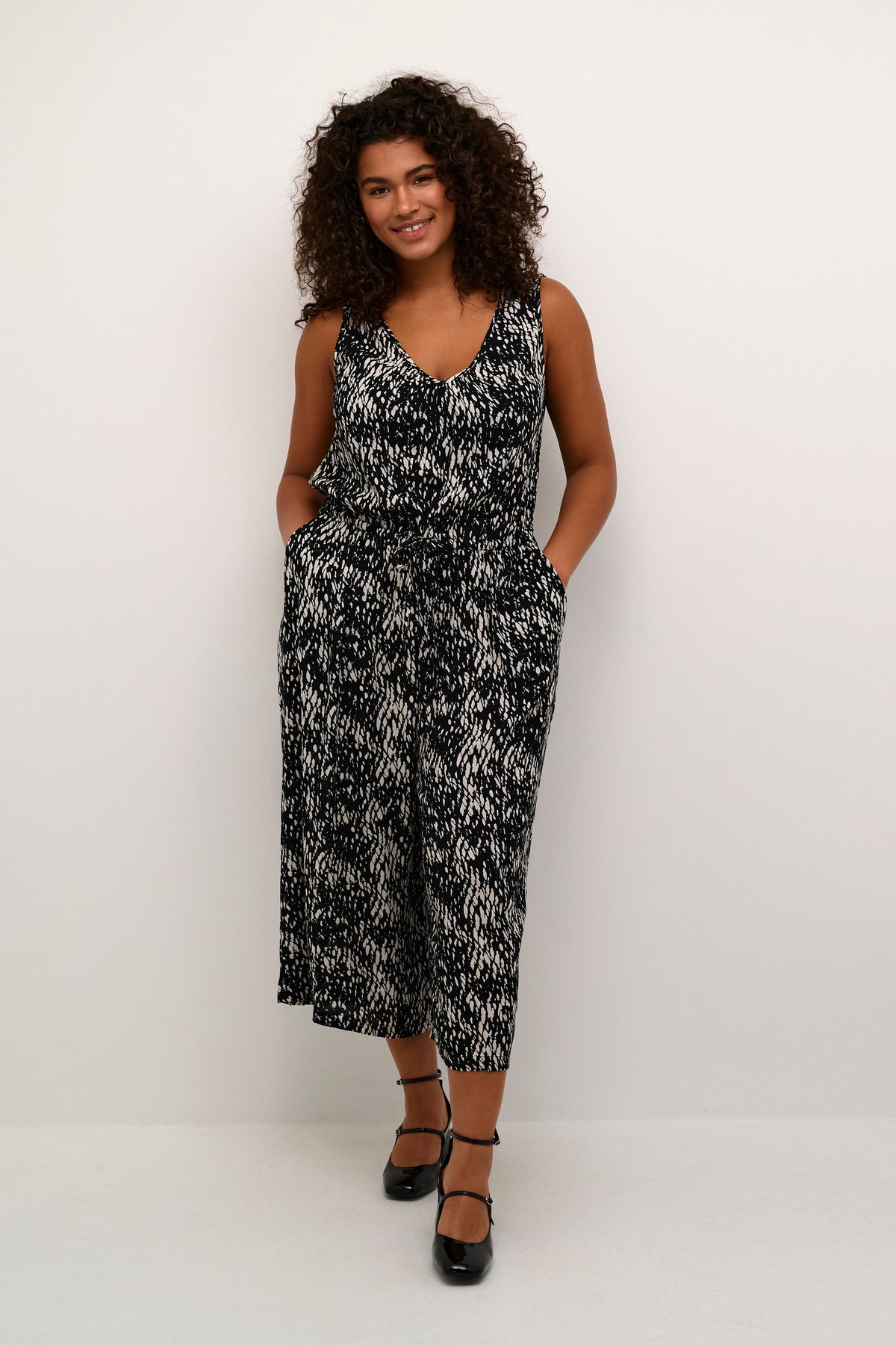 Kaffe Curve Ami Jumpsuit in Snake Print