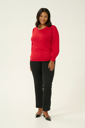 Kaffe Curve Loni Knit Jumper in Red