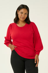 Kaffe Curve Loni Knit Jumper in Red