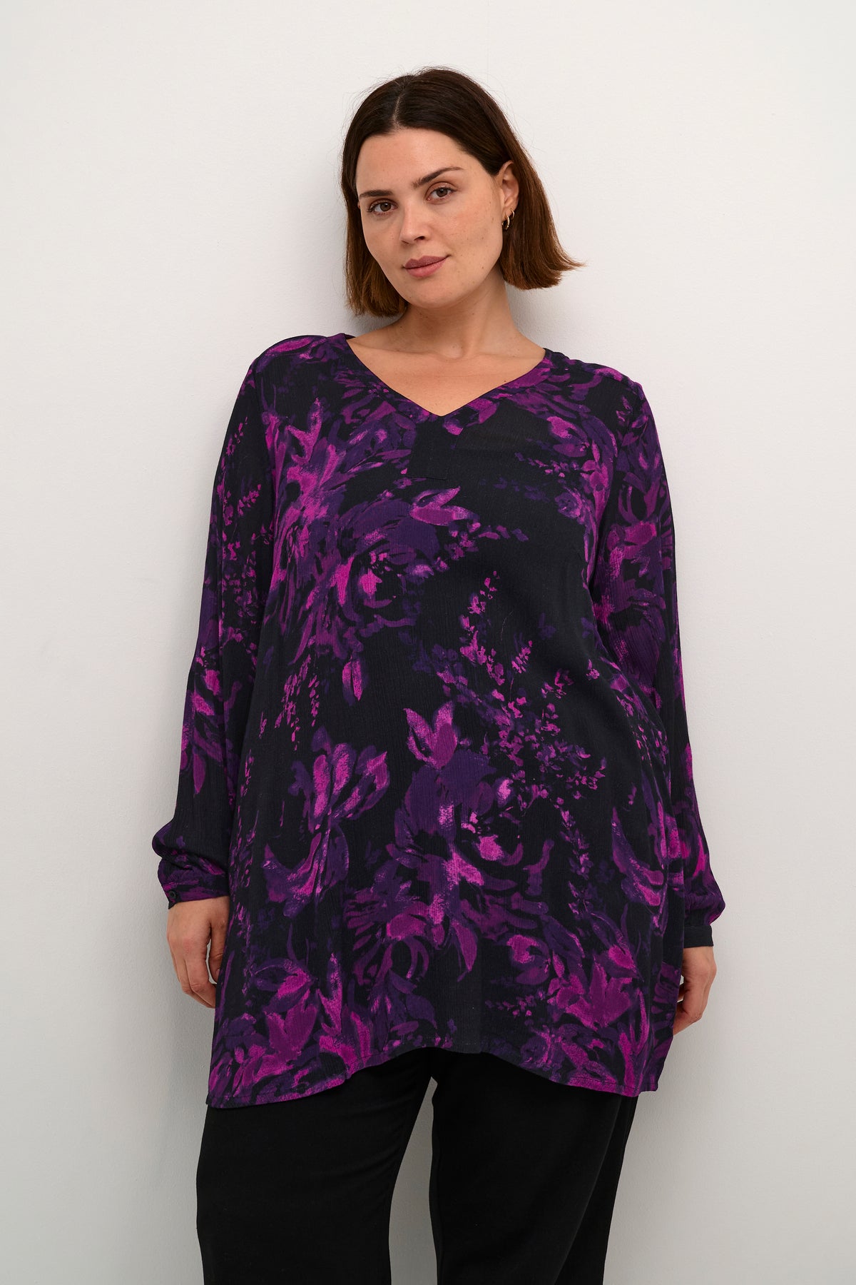 Kaffe Curve Ami Tunic in Black/Purple
