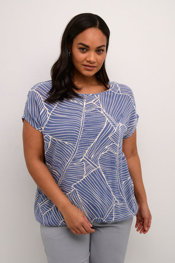 Kaffe Curve Stanley Blouse in Blue Leaf