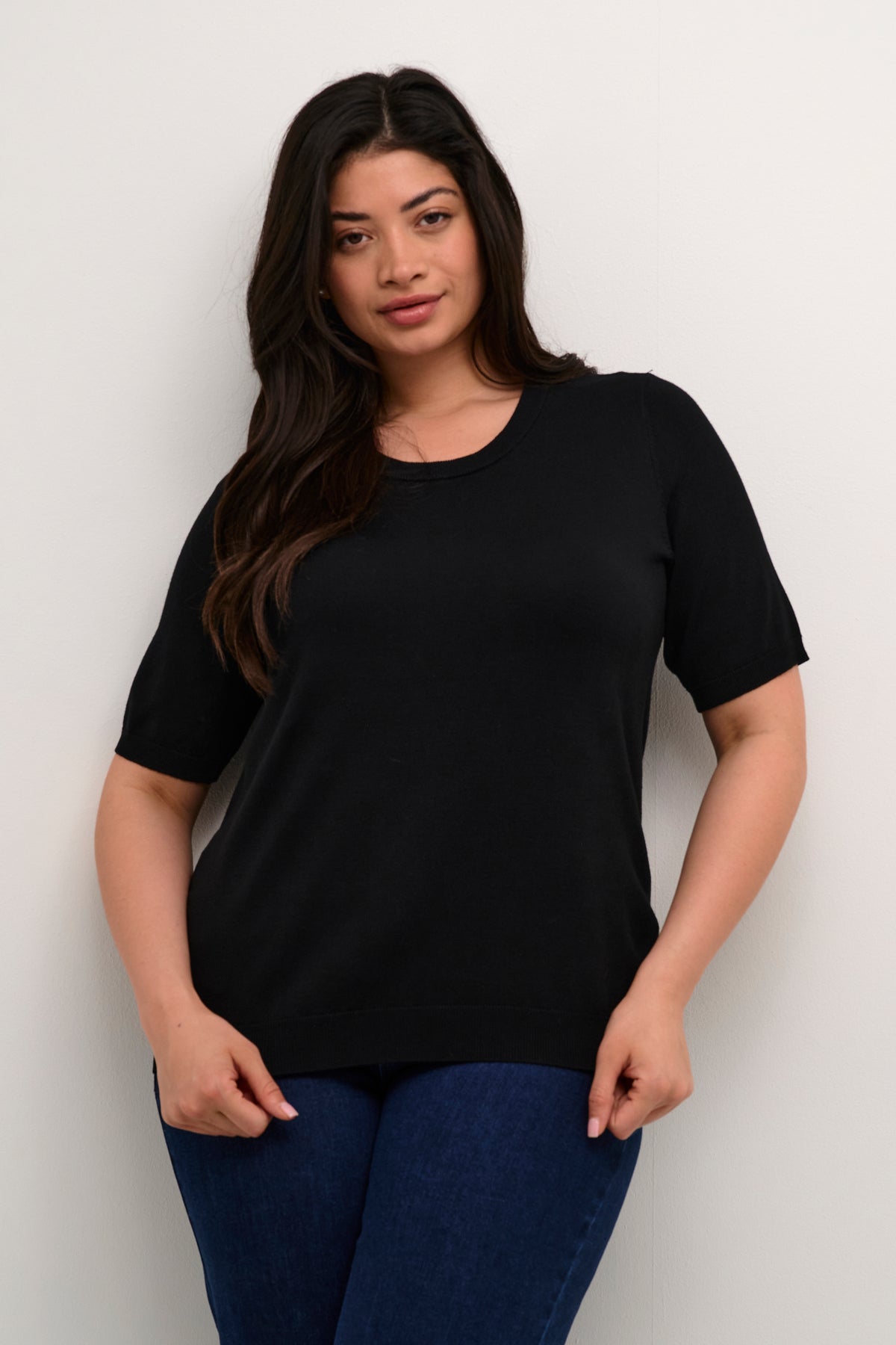 Kaffe Curve Lizzy Knit Top in Black