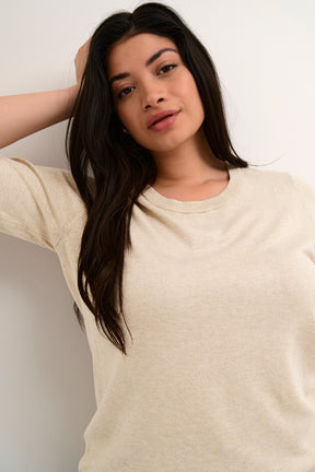 Kaffe Curve Lizzy Knit Top in Beige