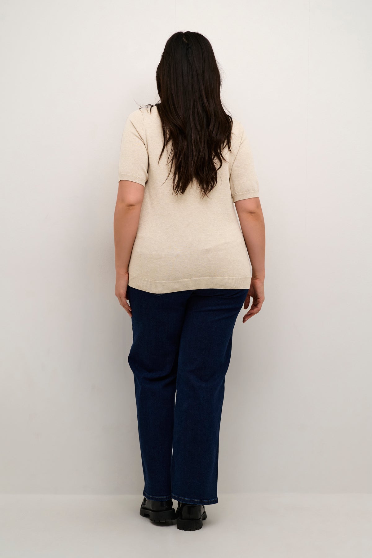 Kaffe Curve Lizzy Knit Top in Beige