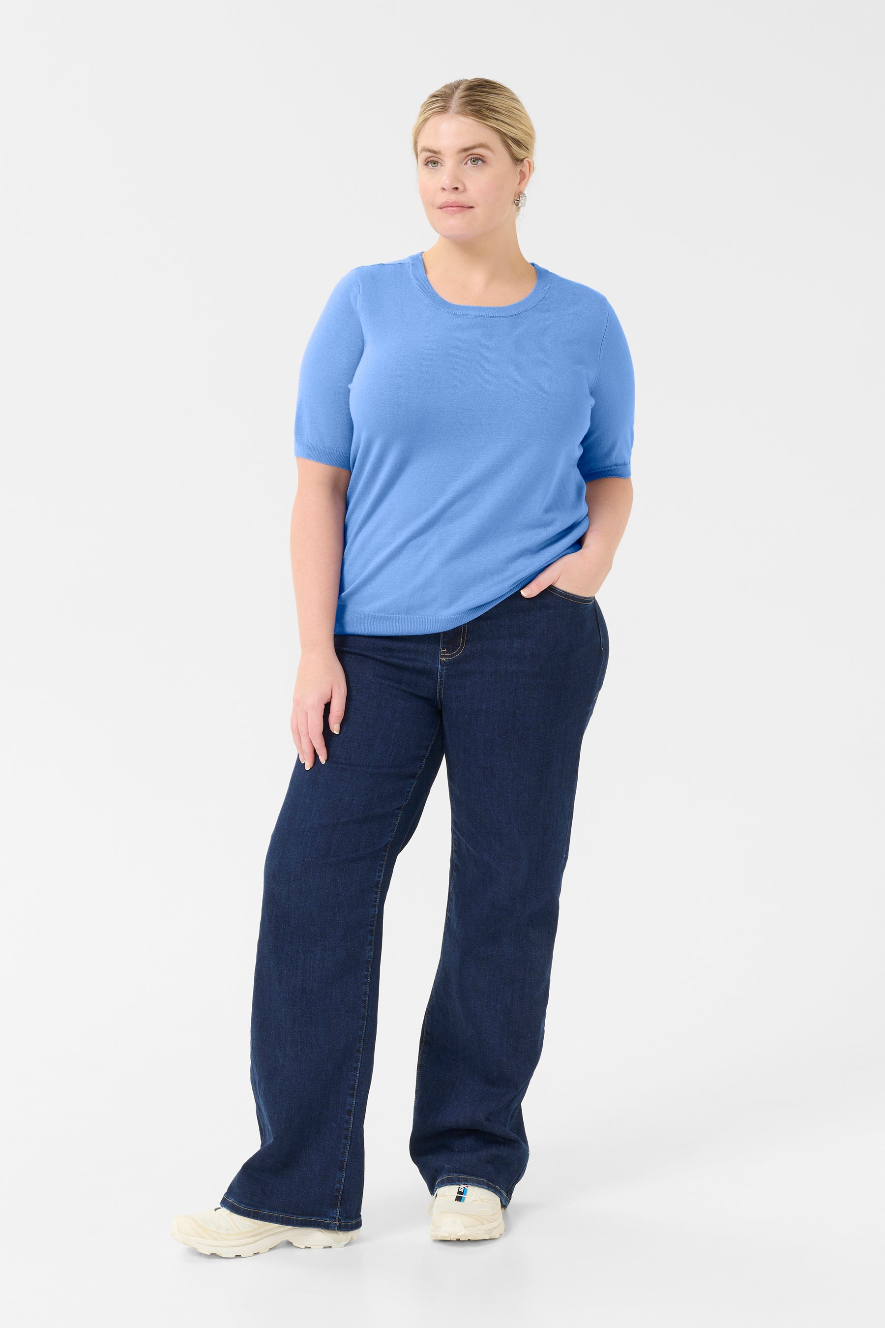 Kaffe Curve Lizzy Knit Top in Blue