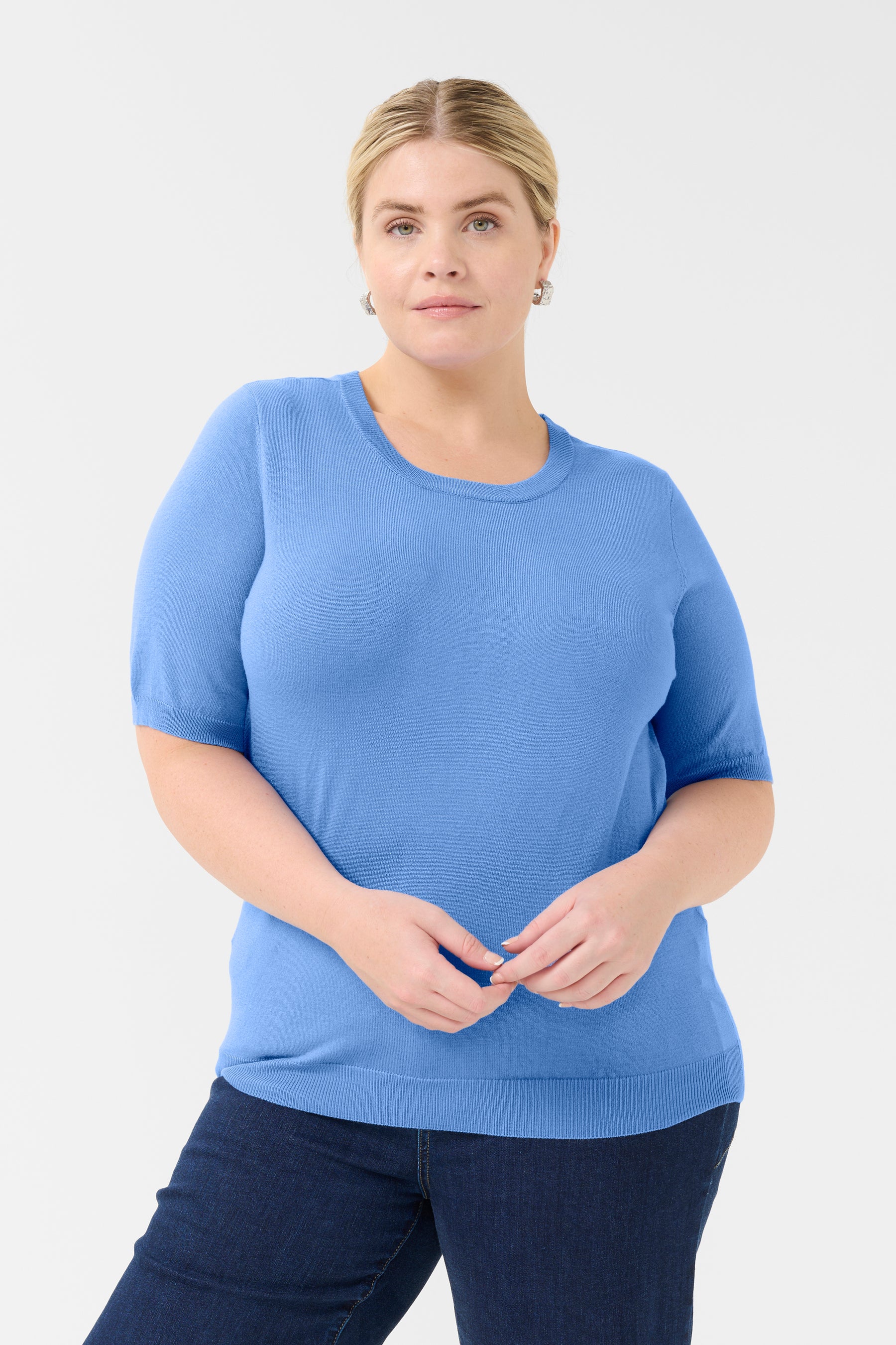 Kaffe Curve Lizzy Knit Top in Blue