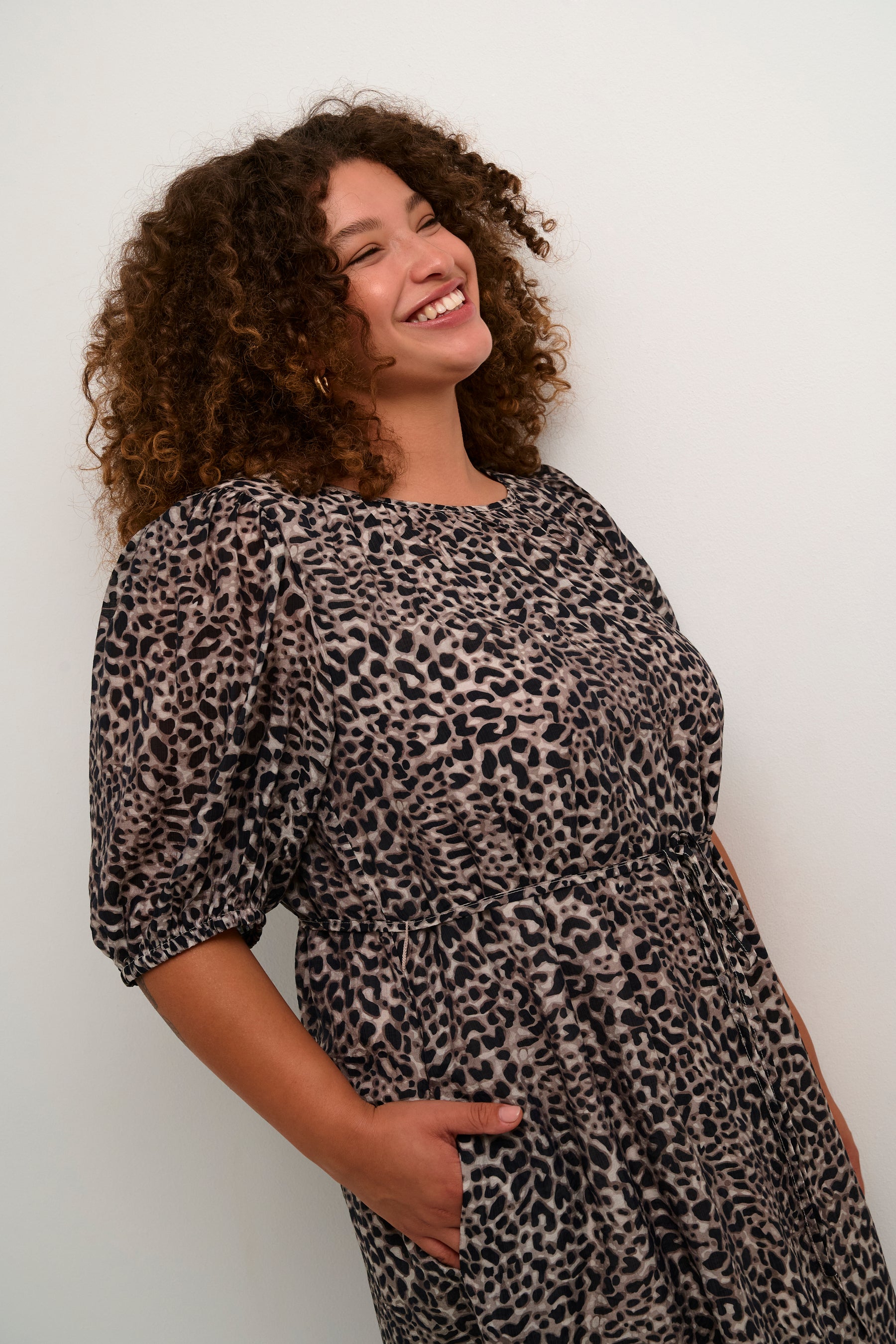 Kaffe Curve Vitana Leopard Dress