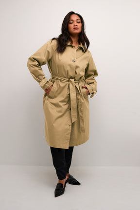 Kaffe Curve Hella Trench Coat in Tan