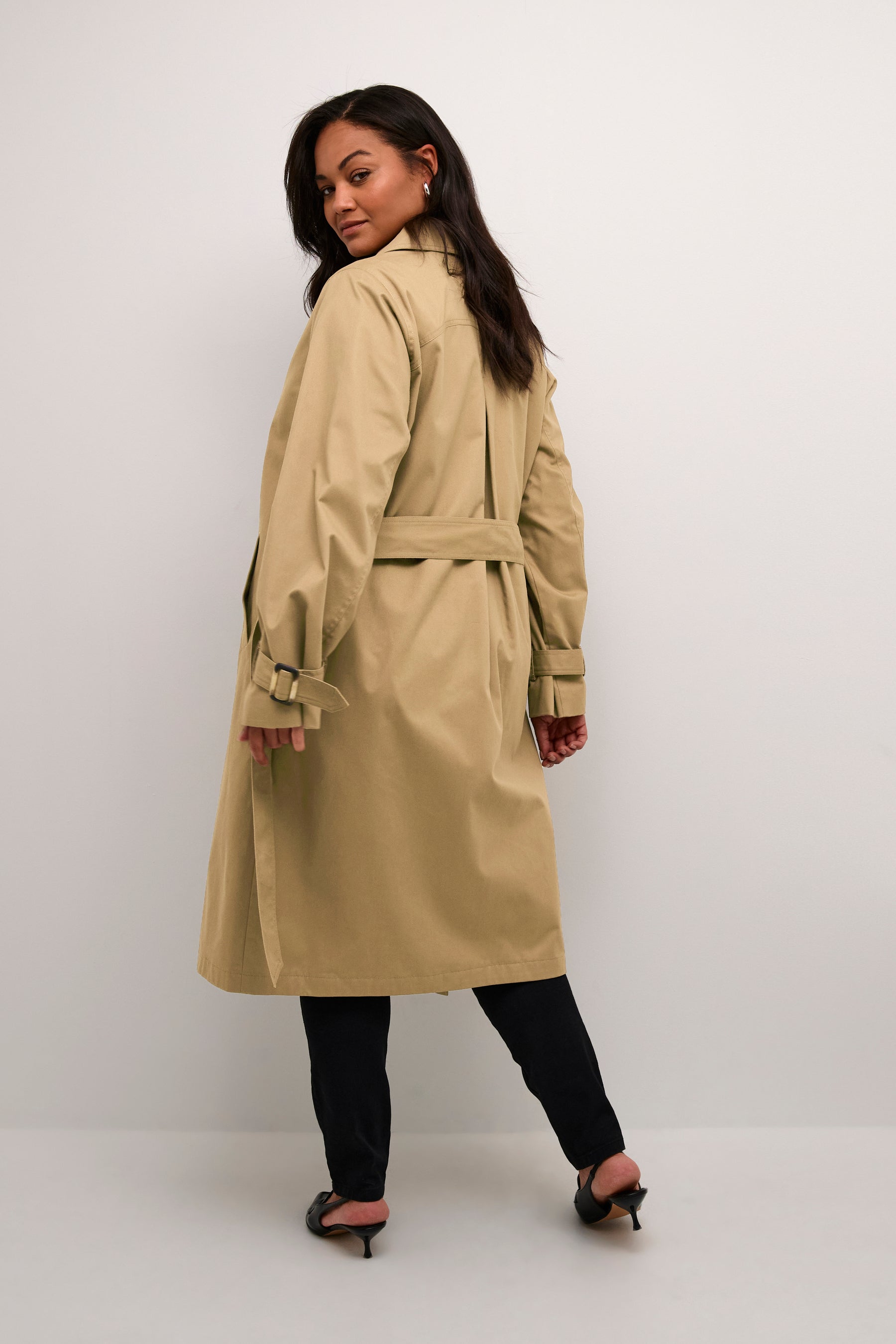 Kaffe Curve Hella Trench Coat in Tan