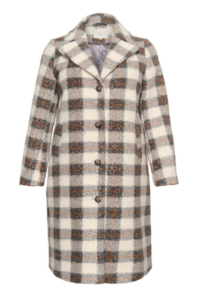 Kaffe Curve Salina Coat in Grey Check