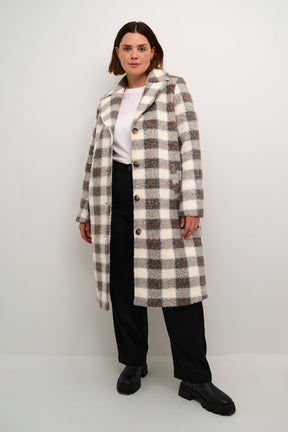 Kaffe Curve Salina Coat in Grey Check