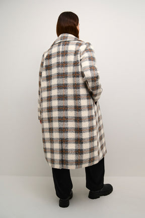 Kaffe Curve Salina Coat in Grey Check