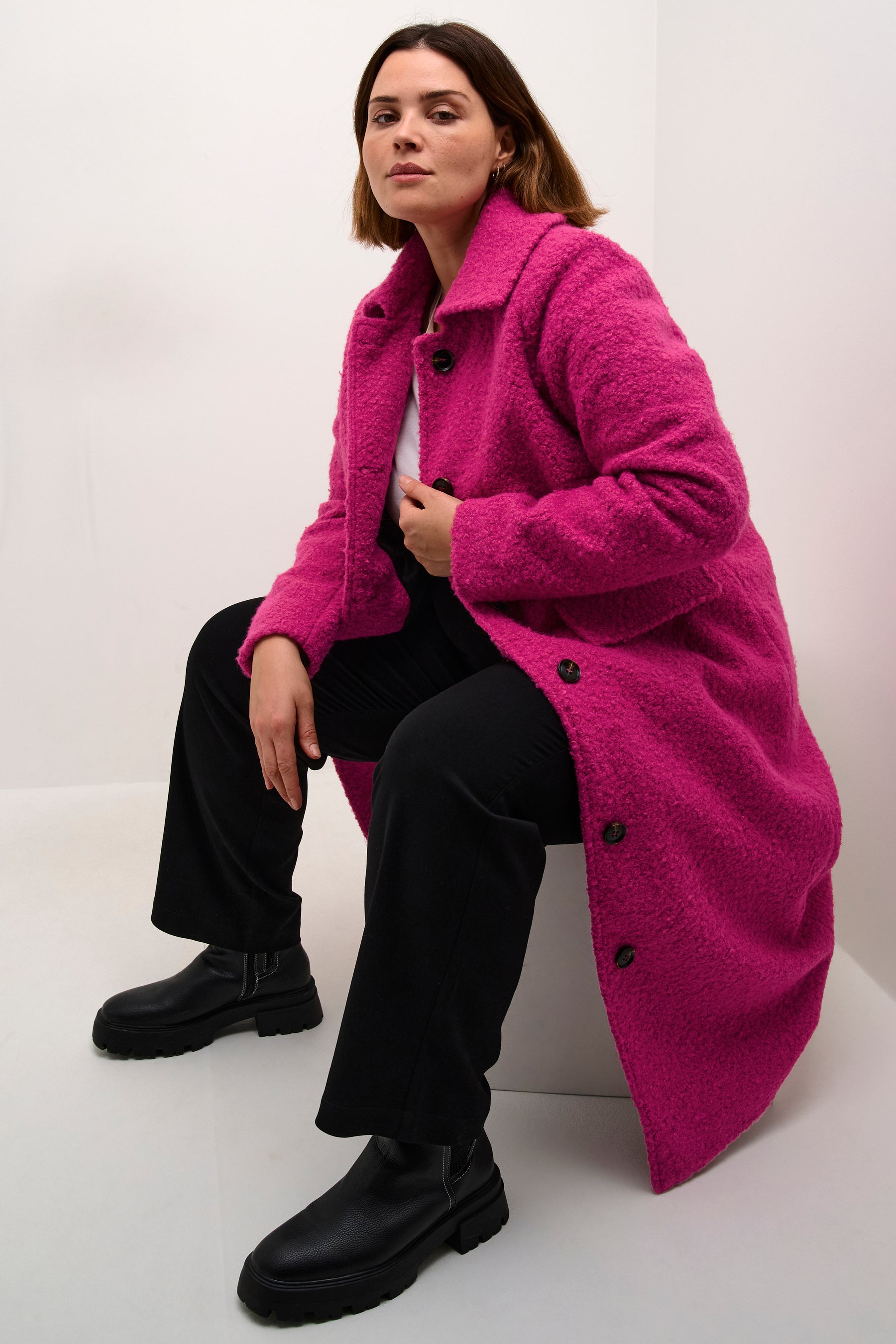 Kaffe Curve Annelene Coat in Pink