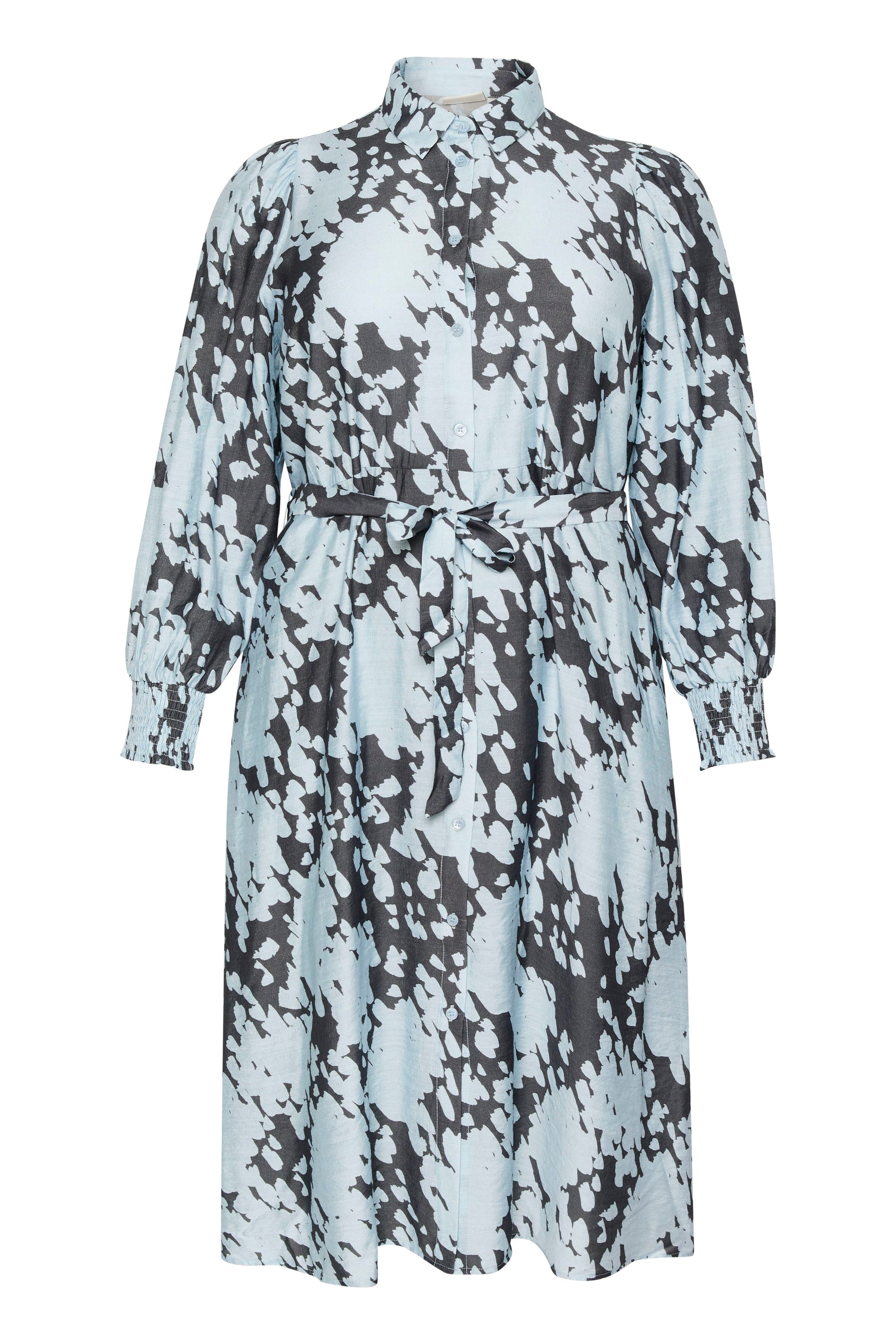 Kaffe Curve Luma Shirt Dress in Blue/Grey