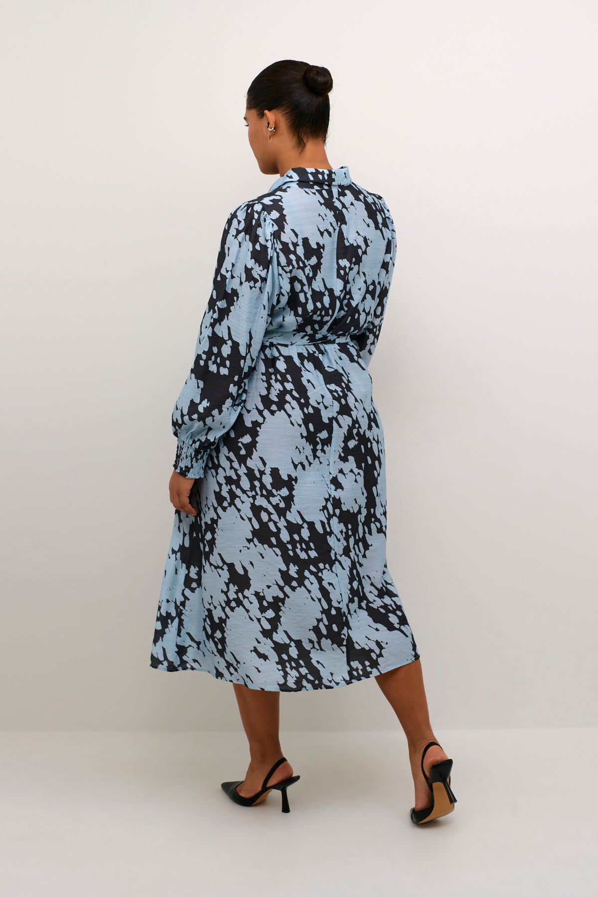 Kaffe Curve Luma Shirt Dress in Blue/Grey