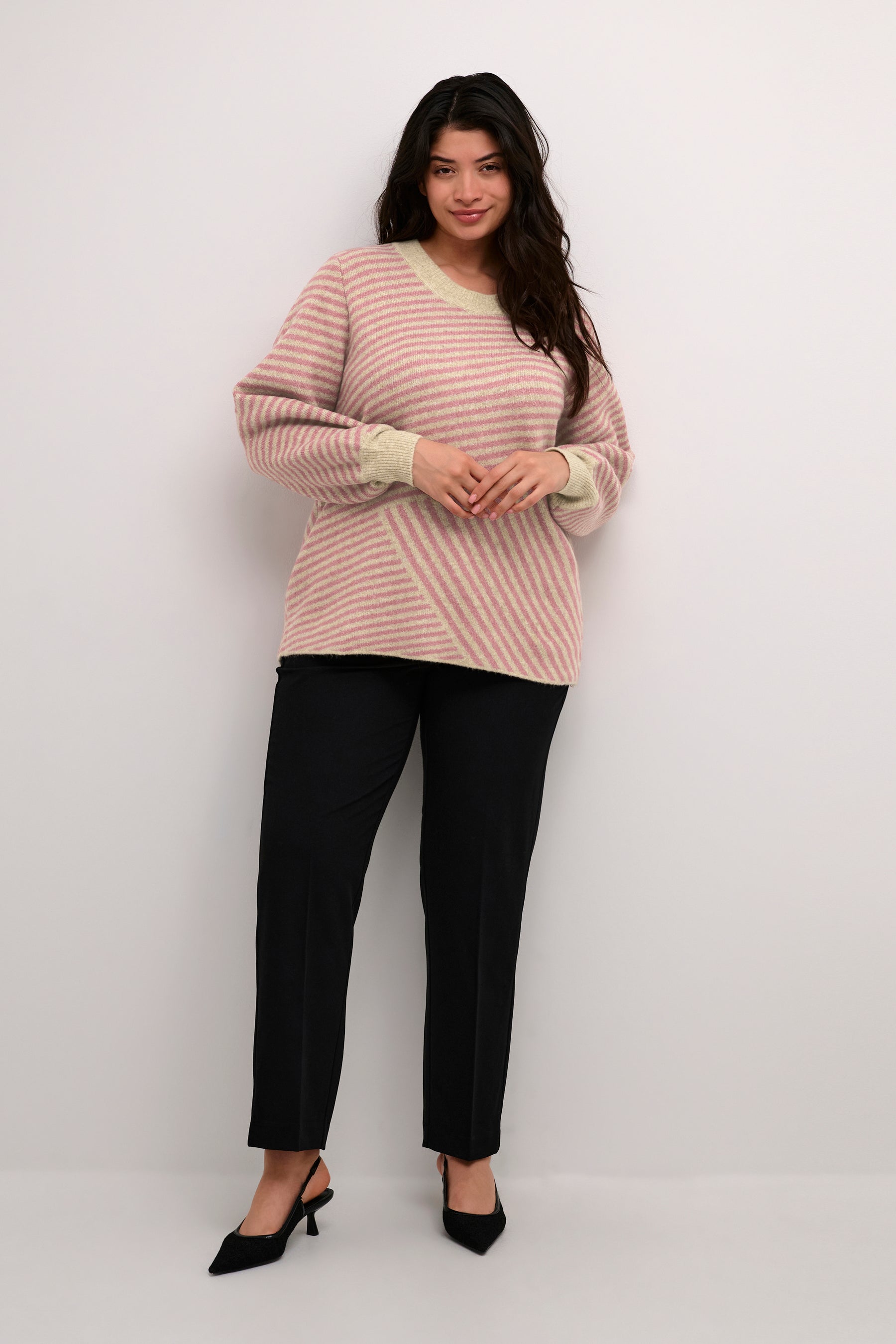 Kaffe Curve Verina Jumper in Pink/Cream