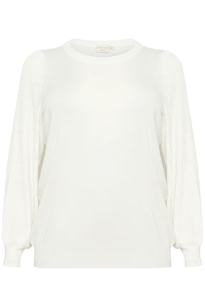 Kaffe Curve Lini Knit Jumper in White