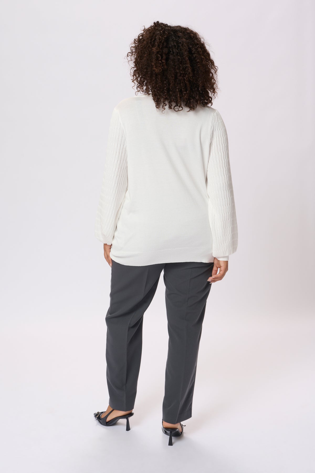 Kaffe Curve Lini Knit Jumper in White