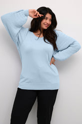 Kaffe Curve Lini Knit Jumper in Blue