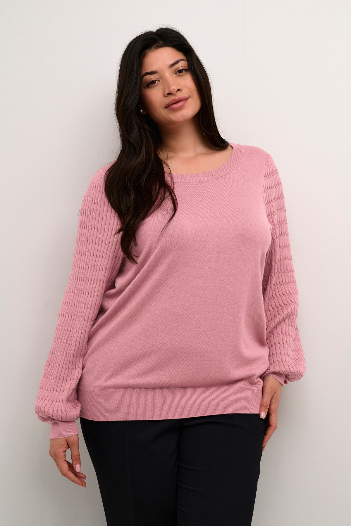 Kaffe Curve Lini Knit Jumper in Pink