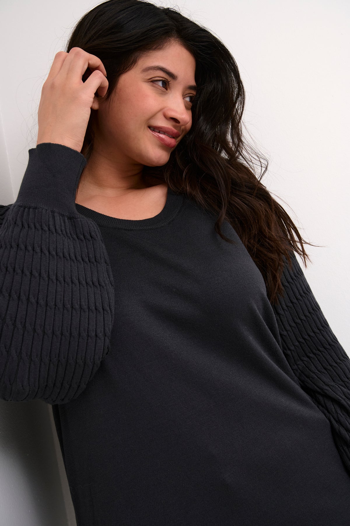 Kaffe Curve Lini Knit Jumper in Grey