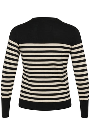 Kaffe Curve Lizzy Knit Jumper in Black/Beige