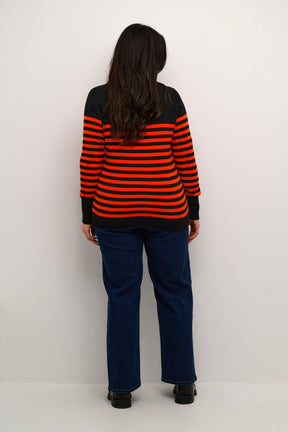 Kaffe Curve Lizzy Knit Jumper in Black/Red