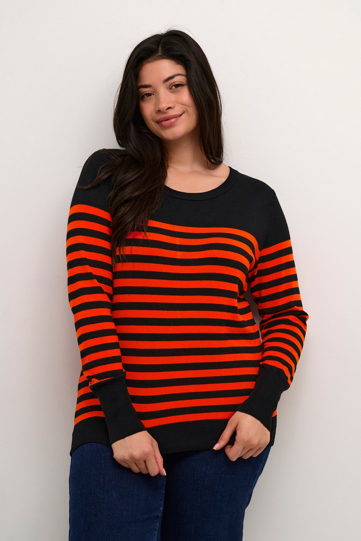 Kaffe Curve Lizzy Knit Jumper in Black/Red