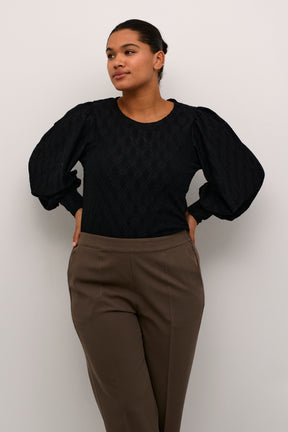 Kaffe Curve Tina Lace Blouse in Black