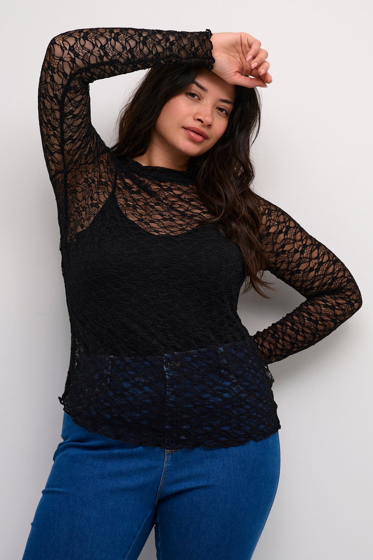 Kaffe Curve Jolina Lace Top in Black