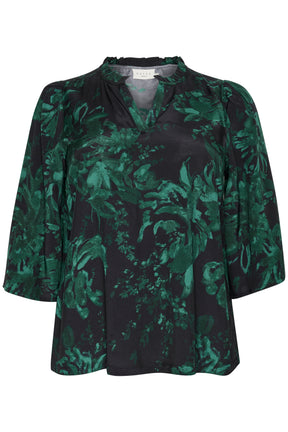 Kaffe Curve Mina Blouse in Black/Green