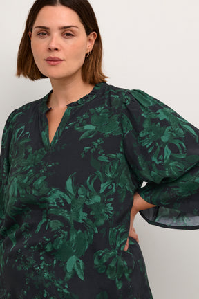 Kaffe Curve Mina Blouse in Black/Green