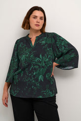 Kaffe Curve Mina Blouse in Black/Green