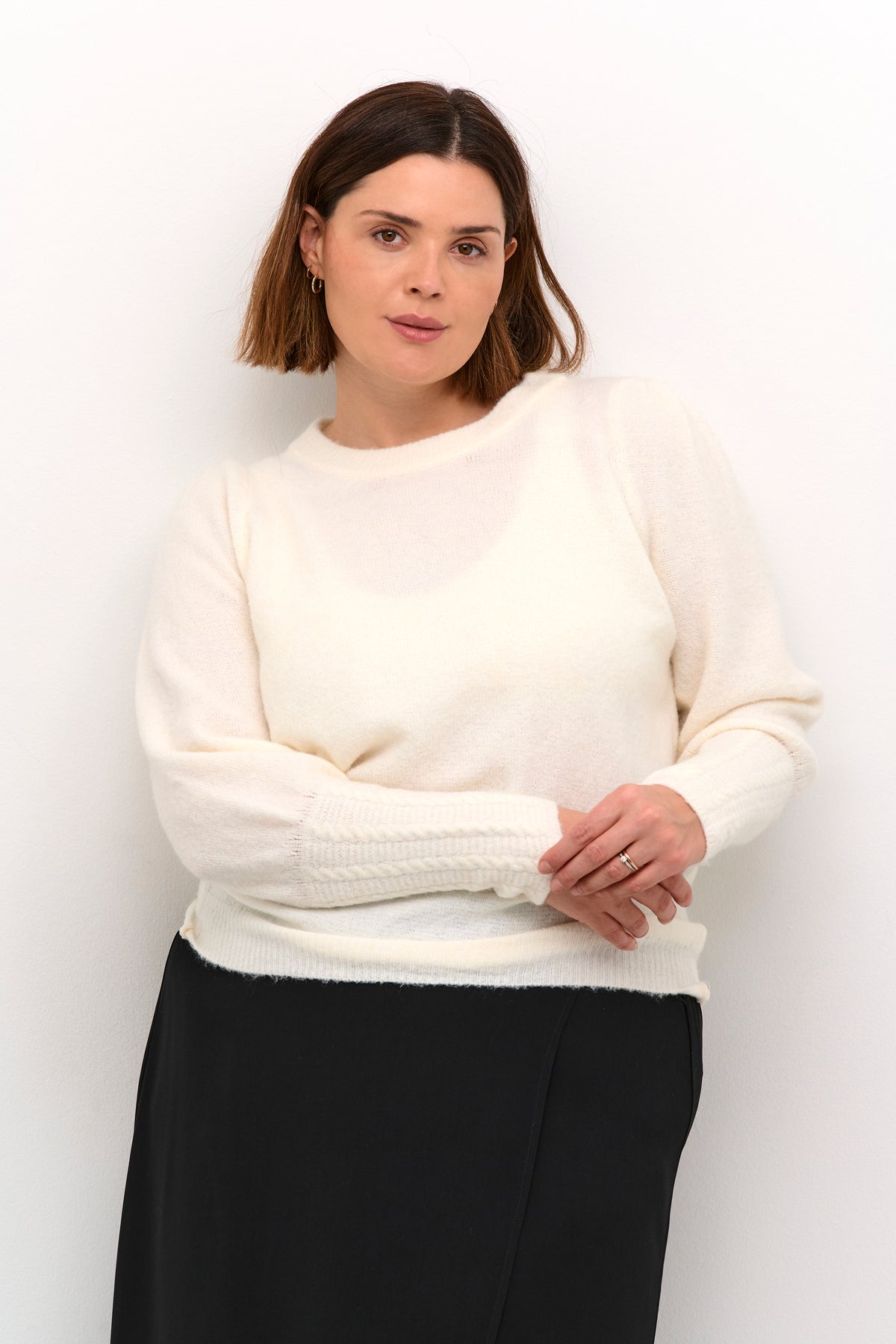 Kaffe Curve Amalia Knit Jumper in Cream