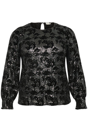 Kaffe Curve Brit Sequin Blouse in Black