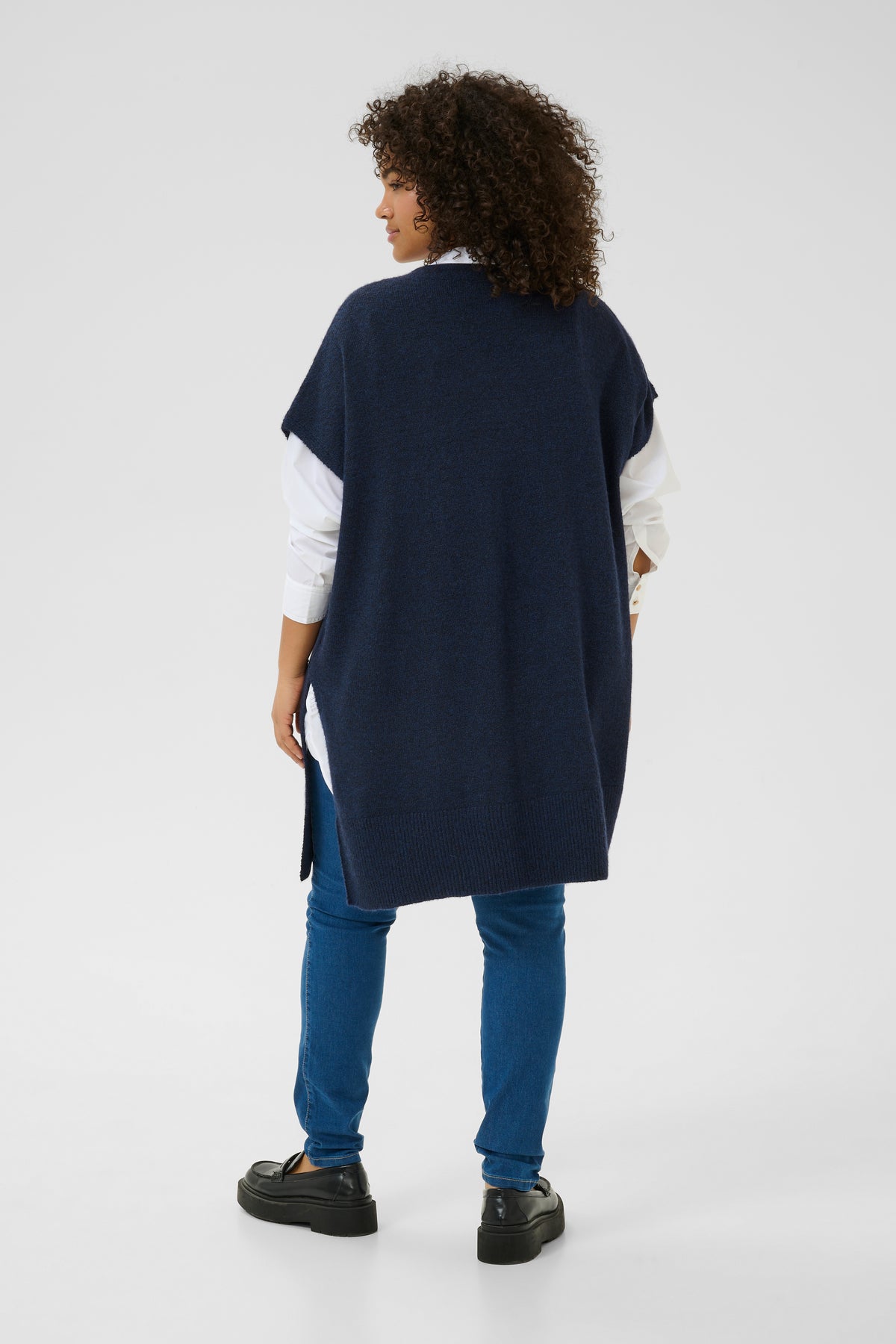 Kaffe Curve Annett Poncho in Navy