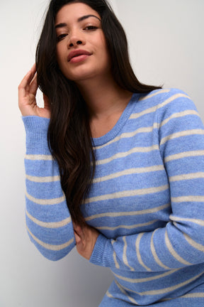 Kaffe Curve Linda Striped Jumper in Blue