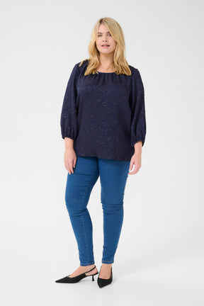 Kaffe Curve Laureen Blouse in Navy