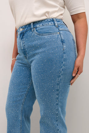 Kaffe Curve Thura Embellished Jeans in Blue