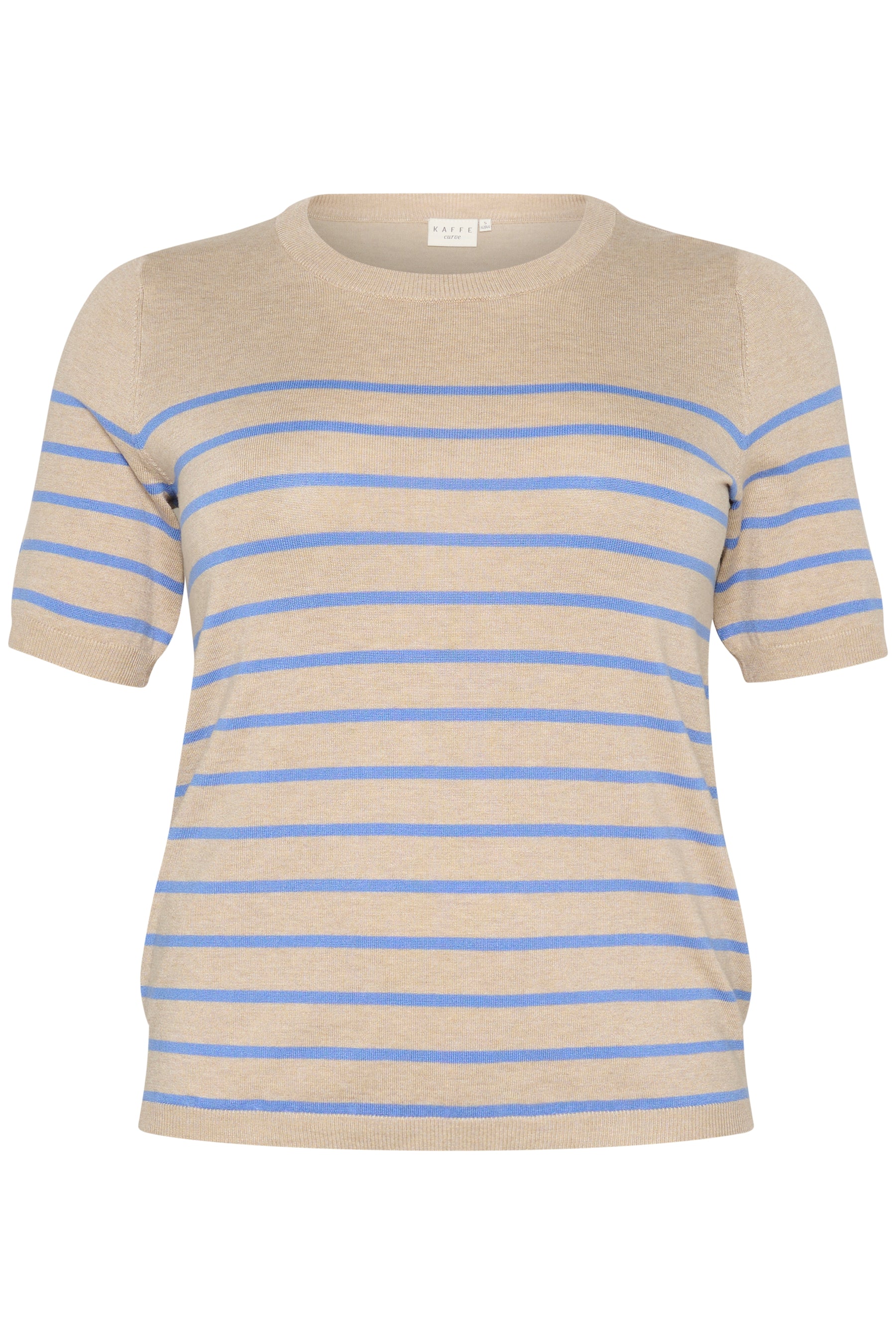 Kaffe Curve Lizzy Knit Top in Beige/Blue