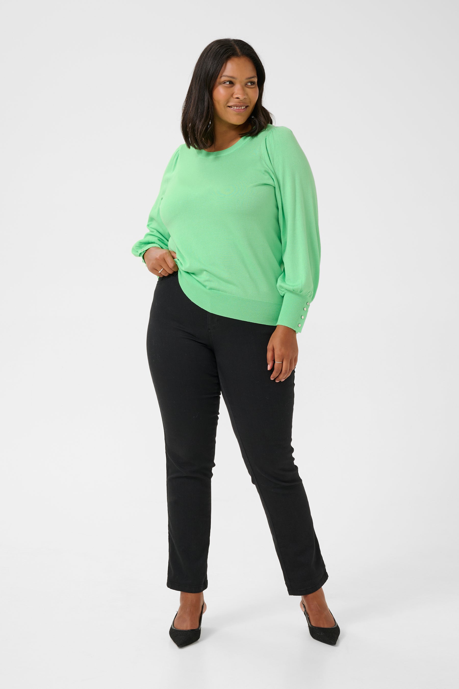 Kaffe Curve Lizzy Knit Jumper in Green